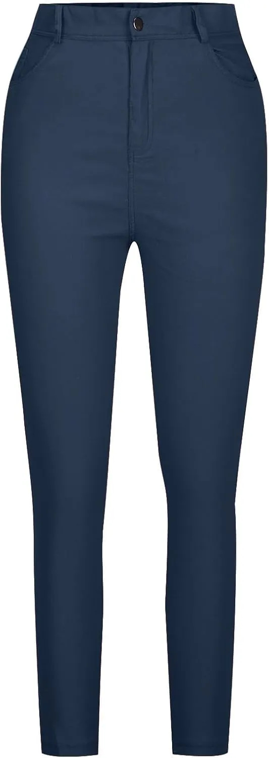 High Waisted Stretchy Skinny Jeans Women Classic Slim Fit Leggings Breathable Butt Lifting Denim Pants with Pockets
