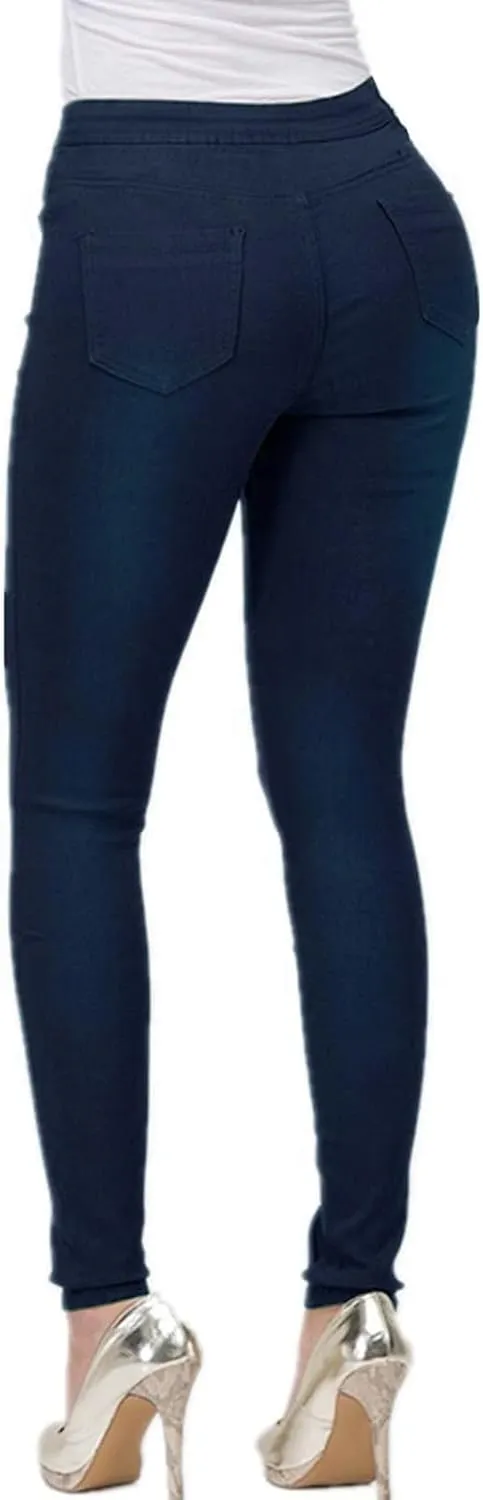 High Waisted Stretchy Skinny Jeans Women Classic Slim Fit Leggings Breathable Butt Lifting Denim Pants with Pockets
