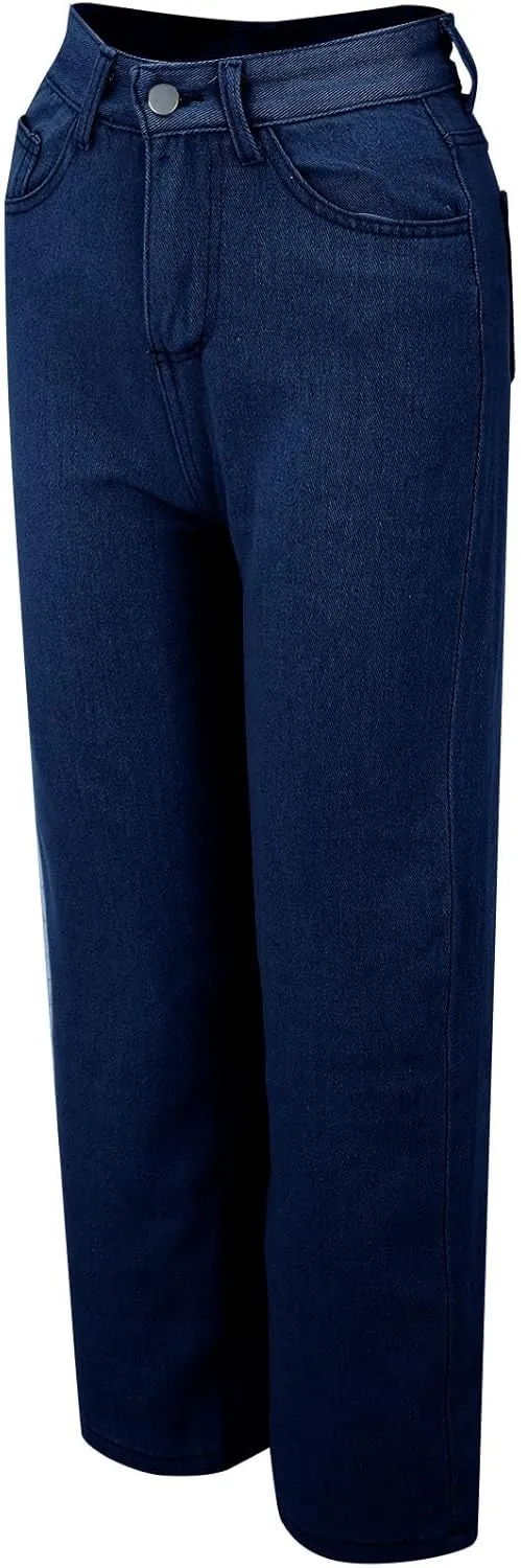 Hight Waisted Jeans for Women Trendy Casual Wide Leg Denim Sweatpants Plus Size Straight Leg Loose Fit Comfy Pants
