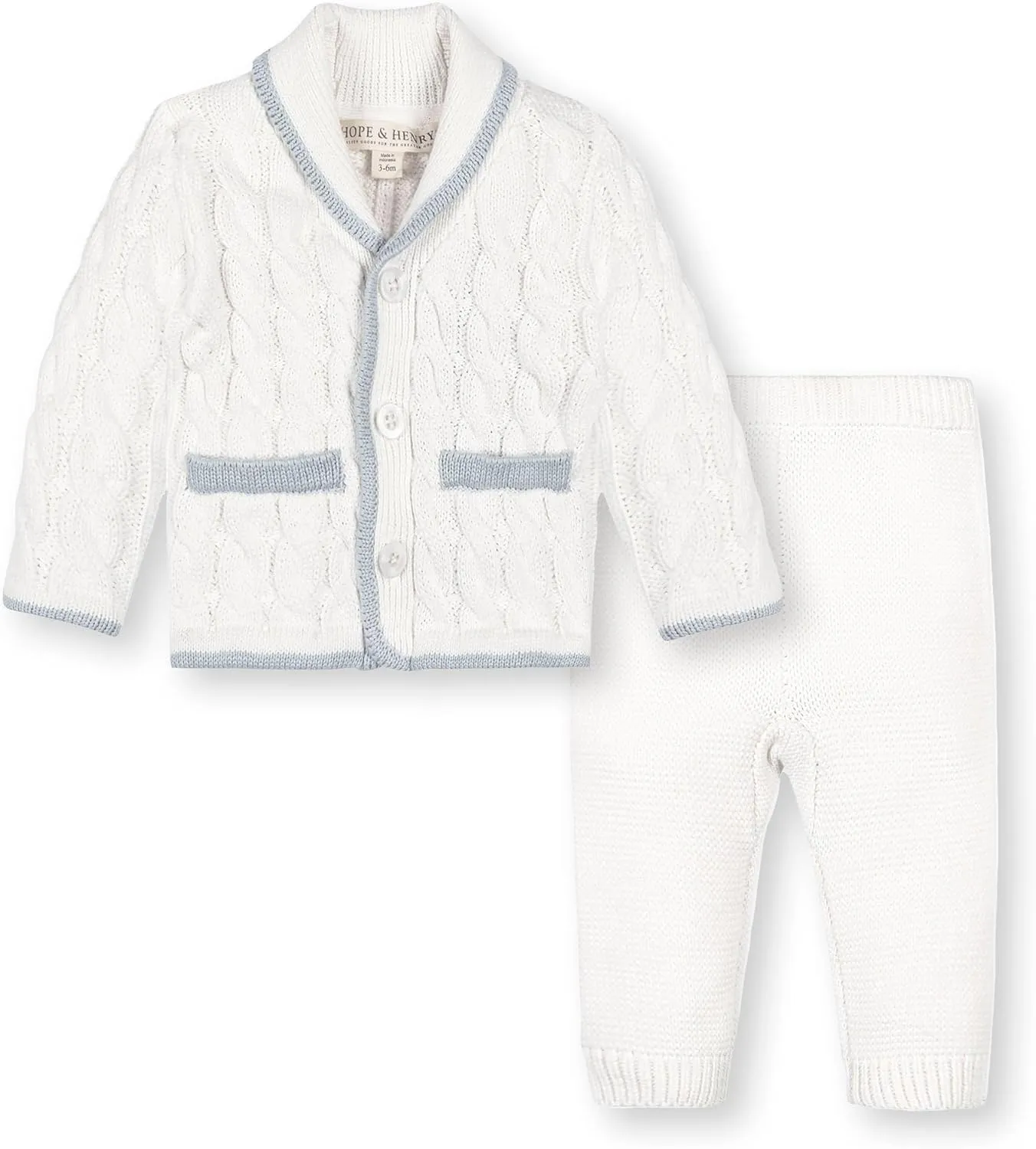 Hope & Henry Layette Long Sleeve Cardigan Sweater and Legging 2-Piece Set