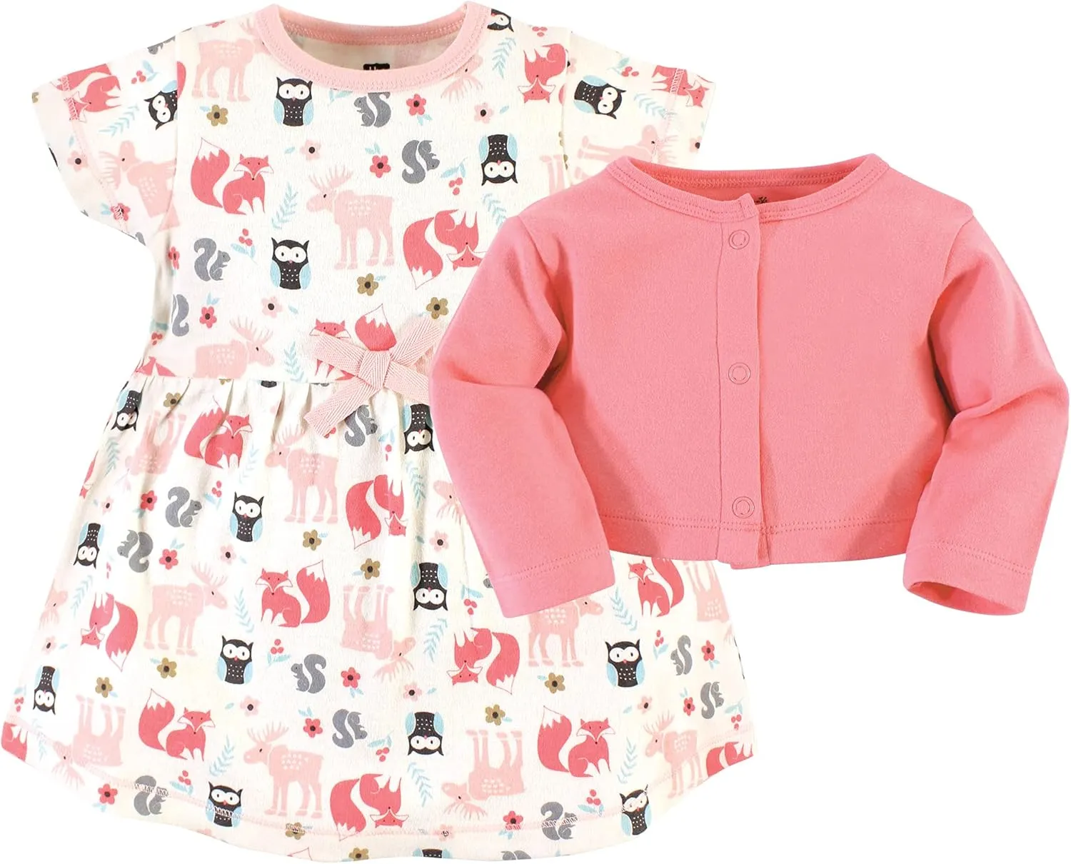 Hudson Baby Baby Girls' Cotton Dress and Cardigan Set