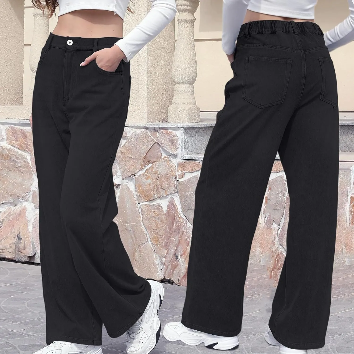 Jeans for Women Lightweight High Waist Baggy Jeans Casual Summer Straight Fashion Denim Pants with Pockets