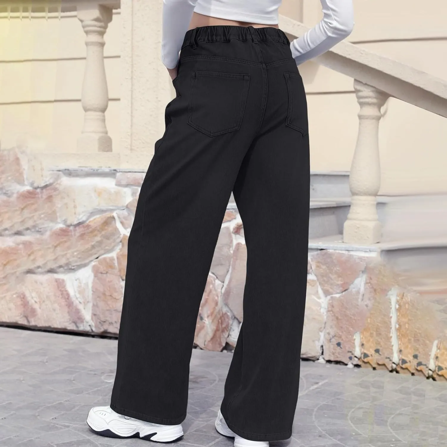 Jeans for Women Lightweight High Waist Baggy Jeans Casual Summer Straight Fashion Denim Pants with Pockets