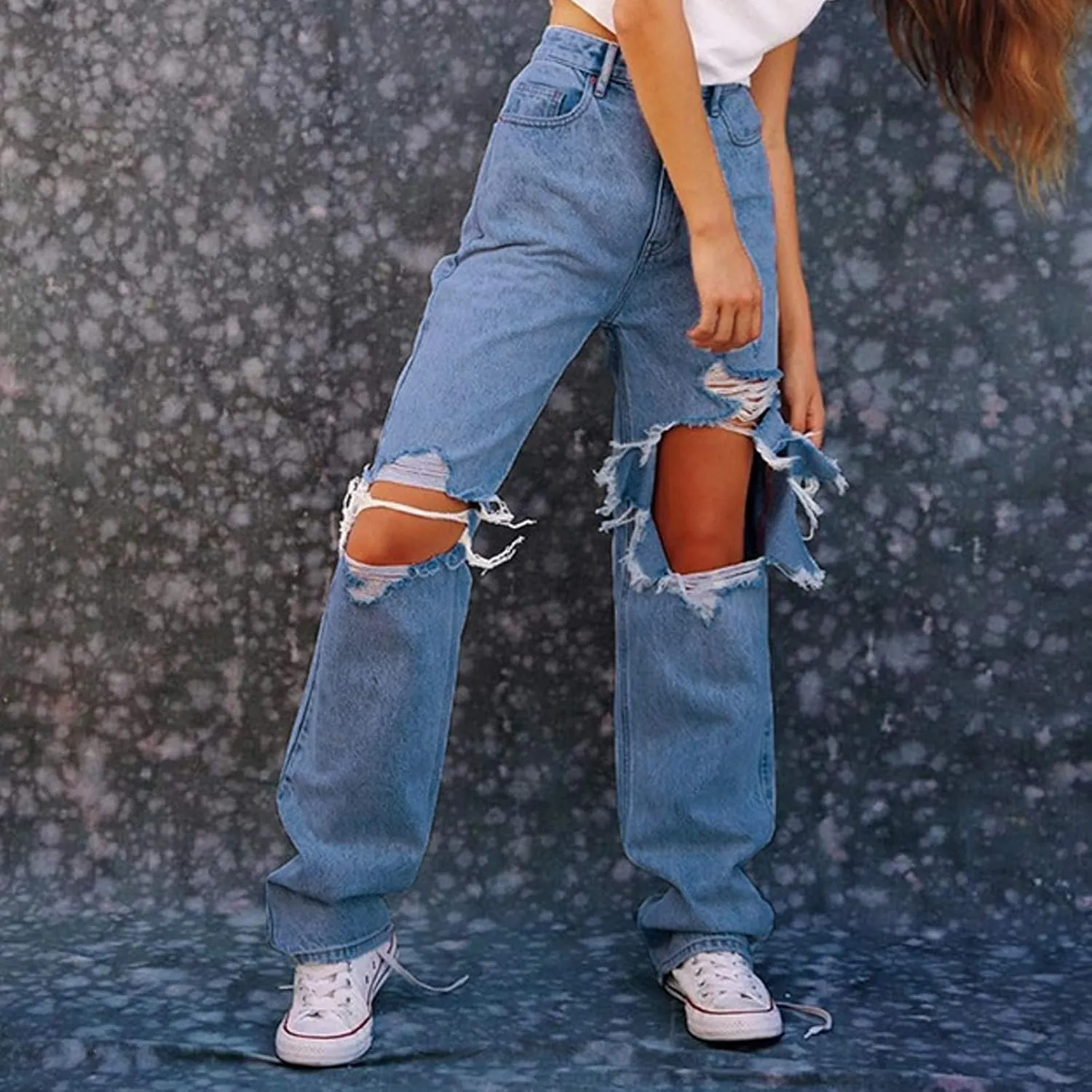 Jeans for Women Trendy Bell Bottom Slit Hem Ankle Denim Pants Casual High Waisted Skinny Stretch Jeans