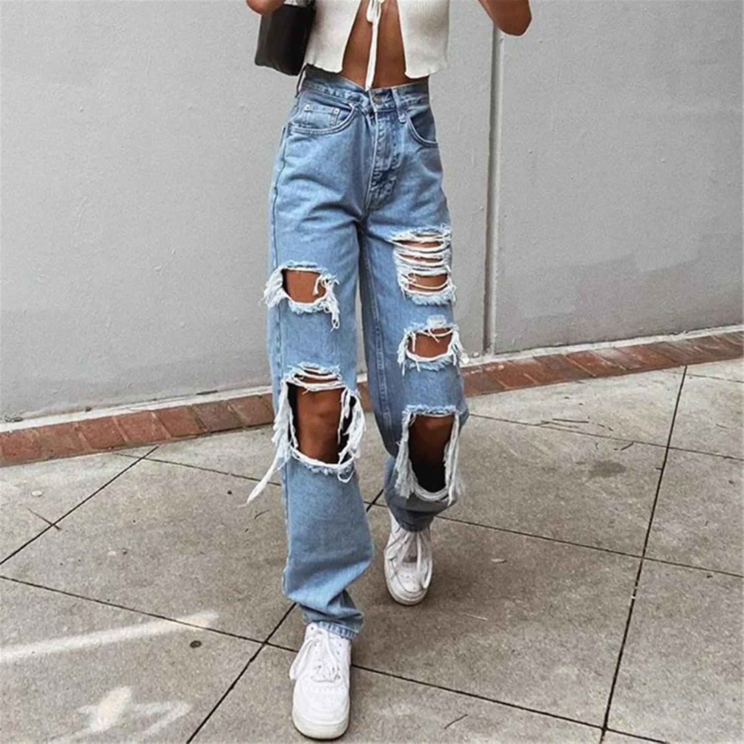 Jeans for Women Trendy Bell Bottom Slit Hem Ankle Denim Pants Casual High Waisted Skinny Stretch Jeans