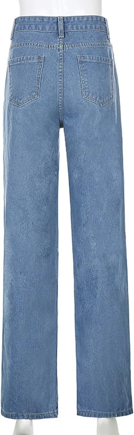 Jeans for Women Trendy Bell Bottom Slit Hem Ankle Denim Pants Casual High Waisted Skinny Stretch Jeans