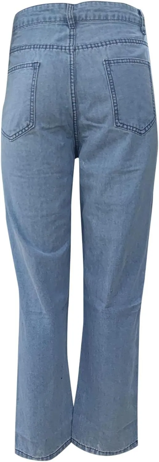 Jeans for Women Trendy Bell Bottom Slit Hem Ankle Denim Pants Casual High Waisted Skinny Stretch Jeans
