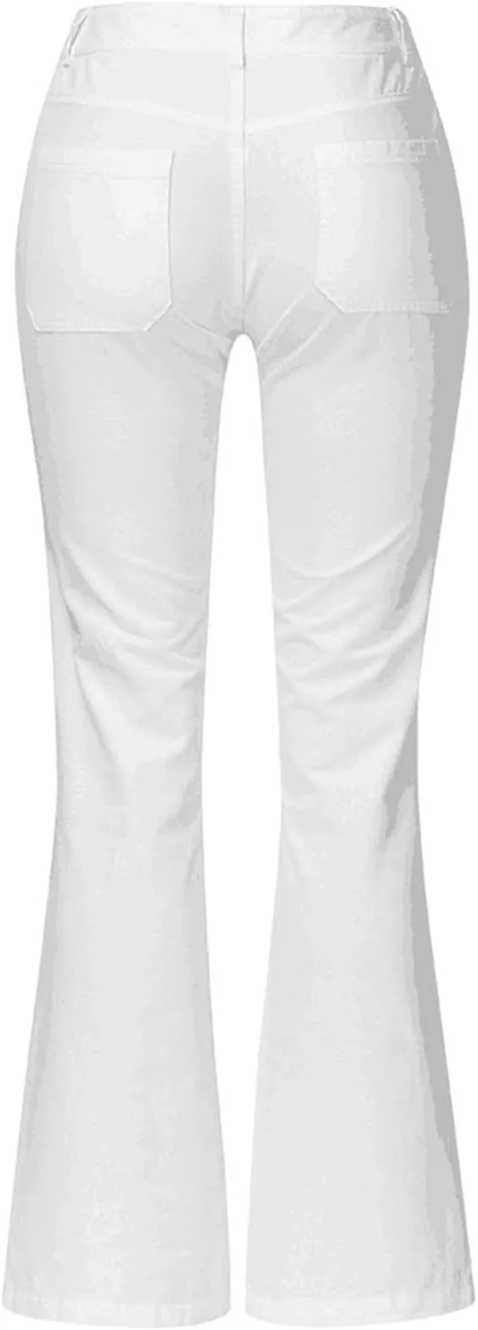 Jeans for Women Trendy Sexy Skinny Jeans High-Rise Stretch Button Comfy Lightweight Flare Denim Pants with Pocket