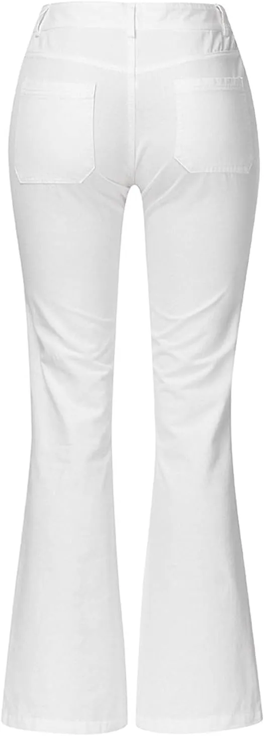 Jeans for Women Trendy Sexy Skinny Jeans High-Rise Stretch Button Comfy Lightweight Flare Denim Pants with Pocket