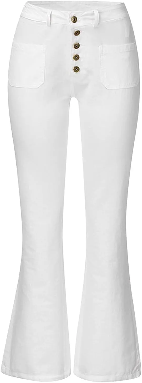 Jeans for Women Trendy Sexy Skinny Jeans High-Rise Stretch Button Comfy Lightweight Flare Denim Pants with Pocket