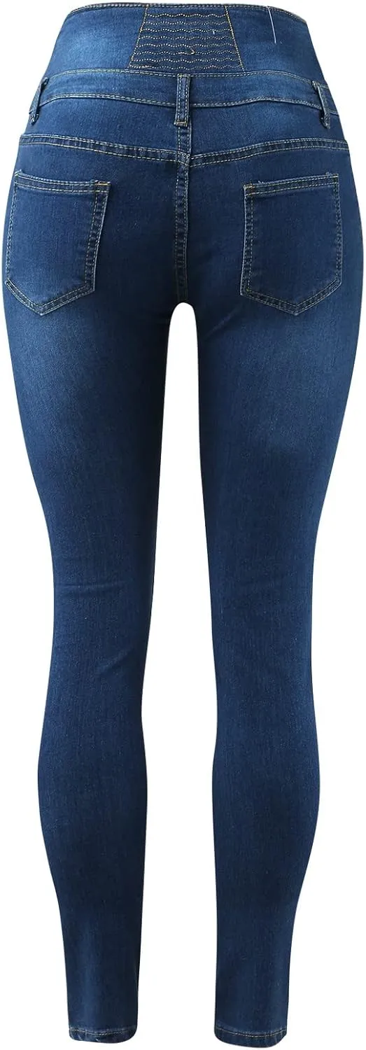 Jeans Sexy Zppered High-Waisted Temperament Slim-fit Four-Button Women's Stretch Black Flare Jeans for Women
