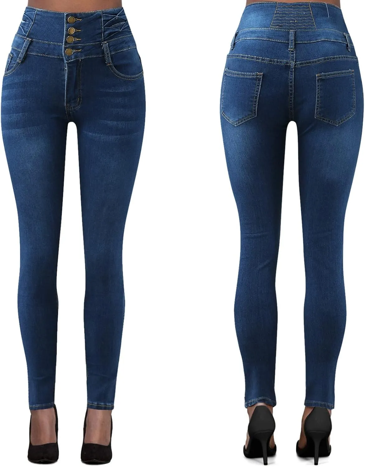 Jeans Sexy Zppered High-Waisted Temperament Slim-fit Four-Button Women's Stretch Black Flare Jeans for Women
