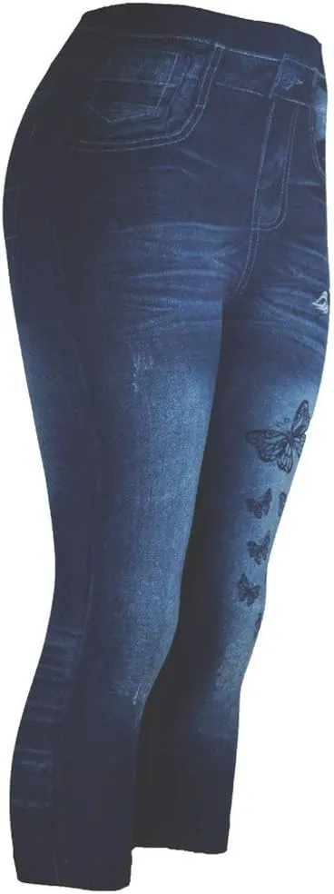 Jeggings for Women Tummy Control Pull on Stretchy Jeans High Waisted Skinny Jean Leggings Capri Jeans for Women