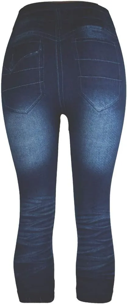 Jeggings for Women Tummy Control Pull on Stretchy Jeans High Waisted Skinny Jean Leggings Capri Jeans for Women