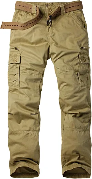 JEShifangjiusu Mens Relaxed-Fit Cargo Pants Multi Pocket Military Camo Combat Work Pants Biker Outdoor Jeans Denim Pants