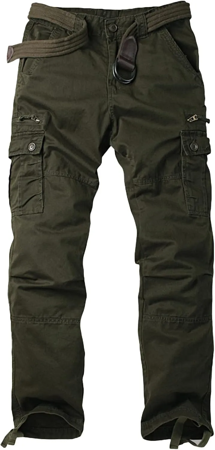 JEShifangjiusu Mens Relaxed-Fit Cargo Pants Multi Pocket Military Camo Combat Work Pants Biker Outdoor Jeans Denim Pants