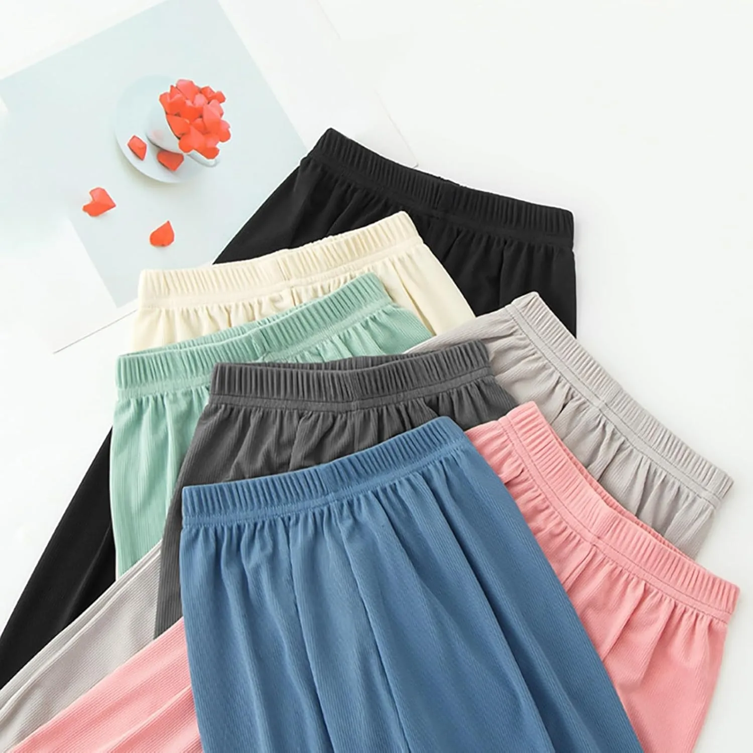 Kids Summer Solid Color Thin Pants Girls Boys Casual Pants Elastic Waist Leisure Trousers Breathable Loose Active Pant