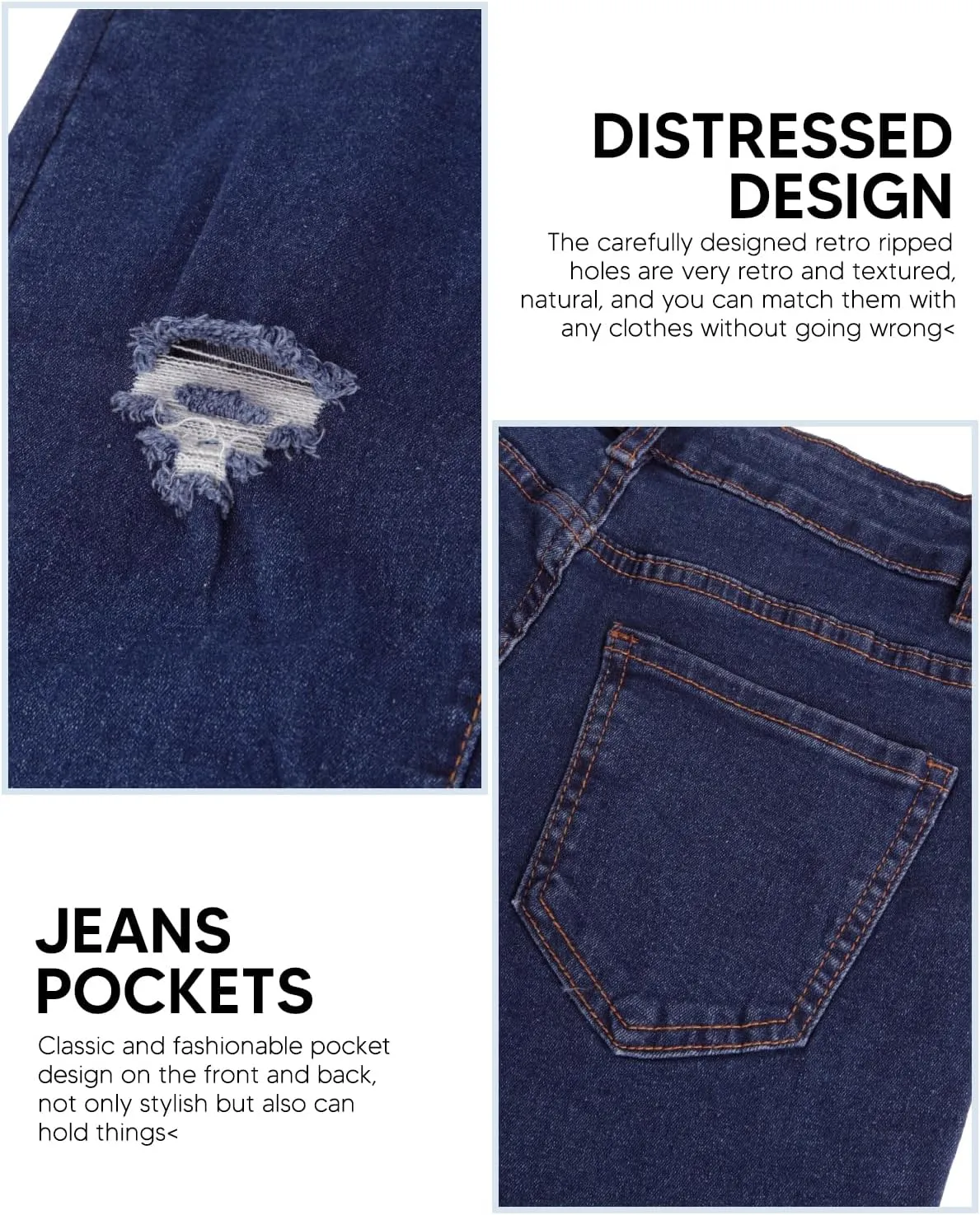 KIWI RATA Women's High Waisted Jeans for Women Ripped Skinny Stretch Jeans Butt Lifting Denim Pants