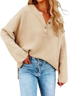 LCMTWX Womens Oversized Sweaters Casual Pullover Soft Knit Cardigan Sweater 2023 Fall Oversized Ribbed Knit Pullover Top