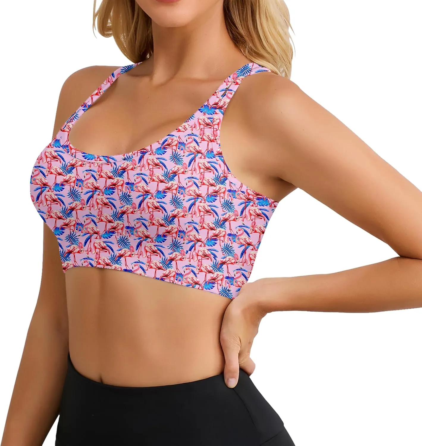 Longline Sports Bras Padded Pattern Workout Tank Tops Theme Party Outfit Crop Top Costumes for Women
