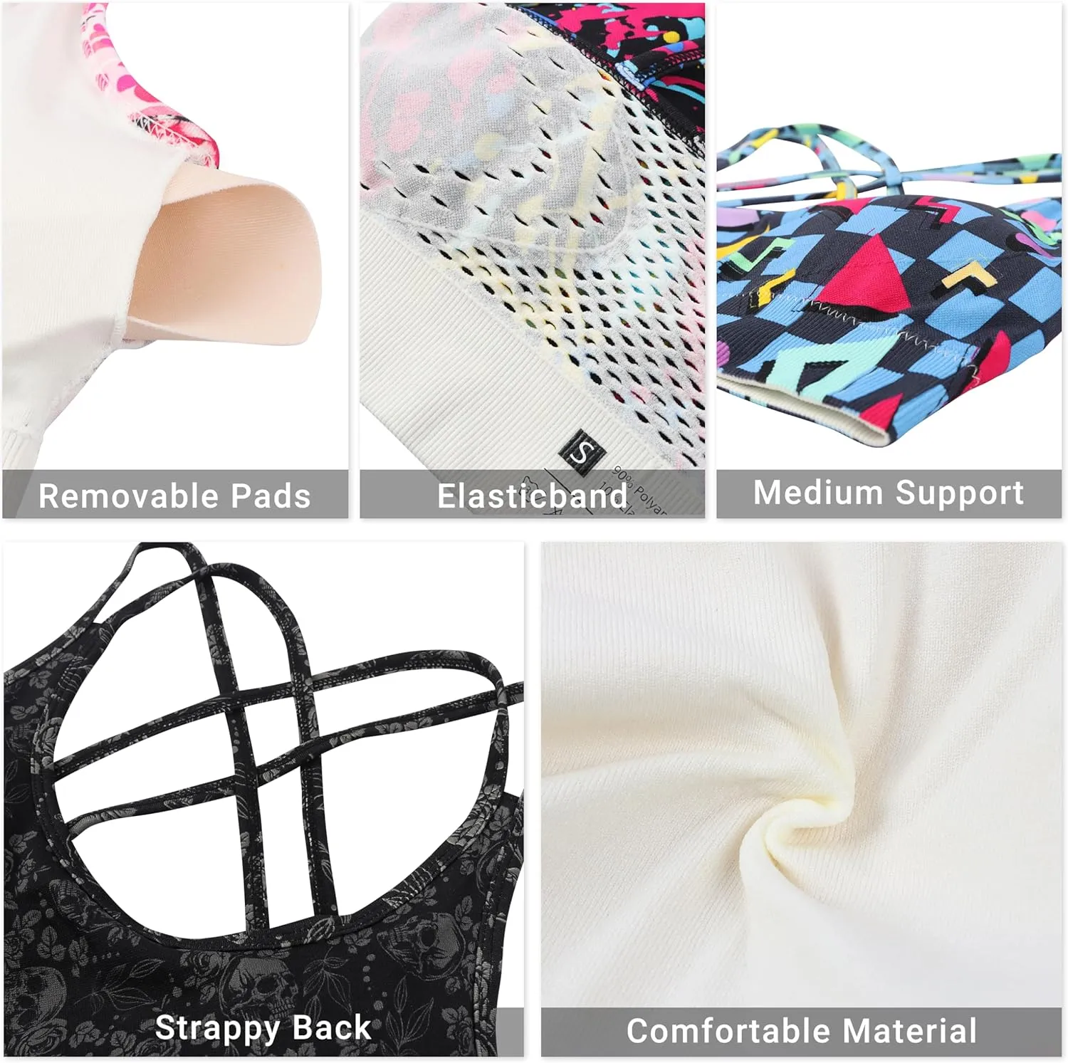 Longline Sports Bras Padded Pattern Workout Tank Tops Theme Party Outfit Crop Top Costumes for Women