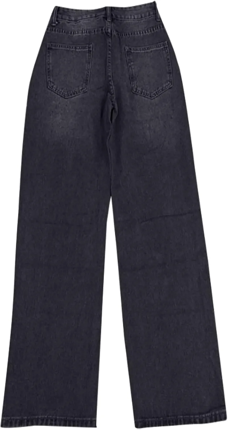Low Rise Baggy Jeans for Women Y2k Boyfriend Barrel Wide Leg Jeans Loose Casual Denim Trousers Jeans with Pockets