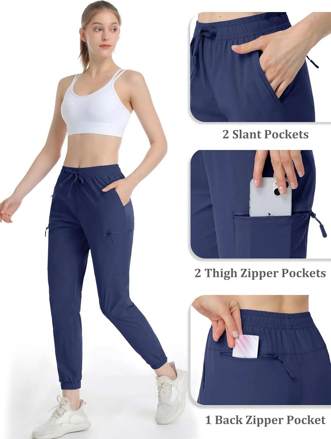 MAGCOMSEN Women's Hiking Cargo Pants Lightweight Quick Dry Water Resistant Jogger Zipper Pockets Outdoor Athletic Casual