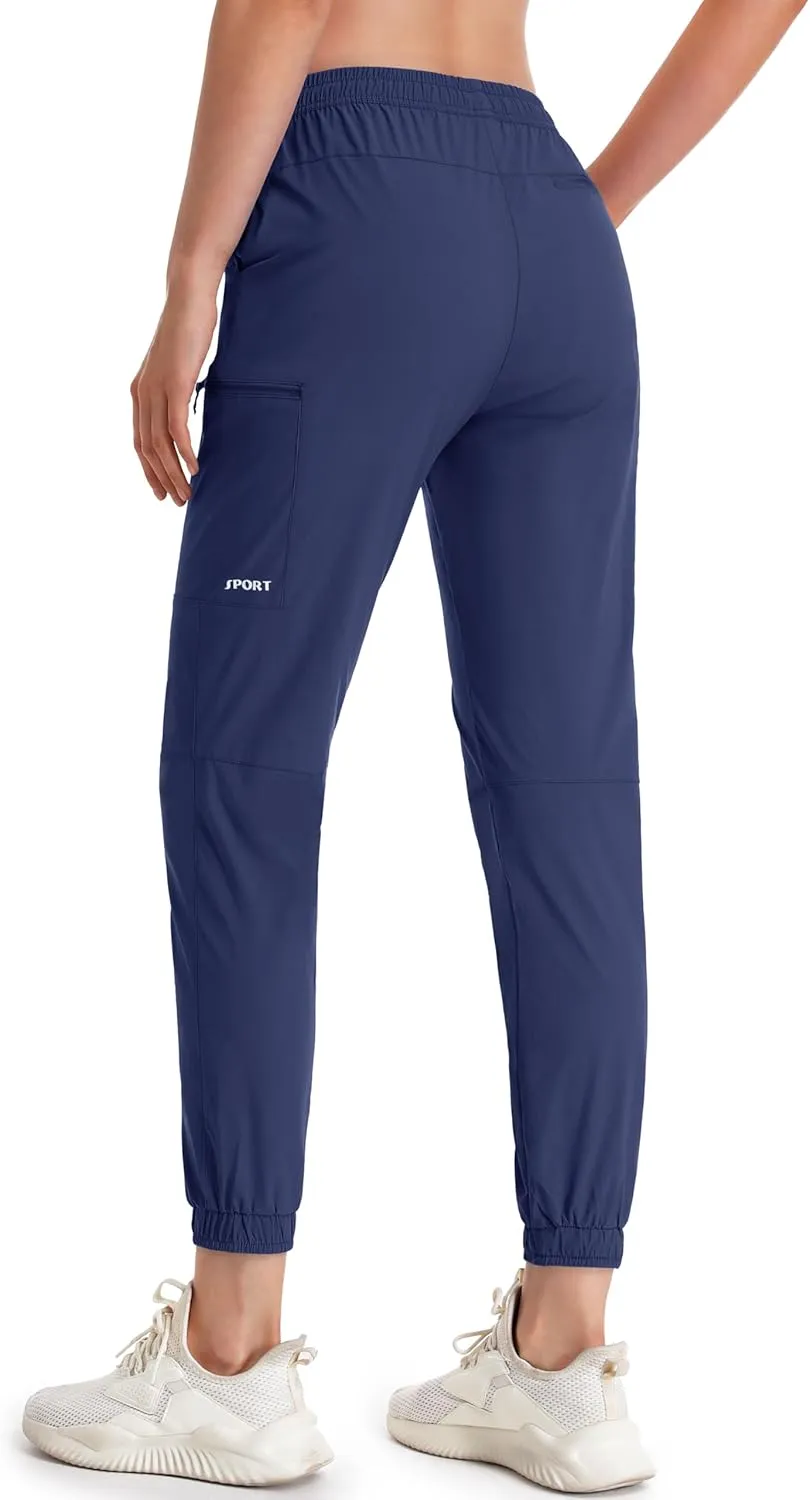 MAGCOMSEN Women's Hiking Cargo Pants Lightweight Quick Dry Water Resistant Jogger Zipper Pockets Outdoor Athletic Casual