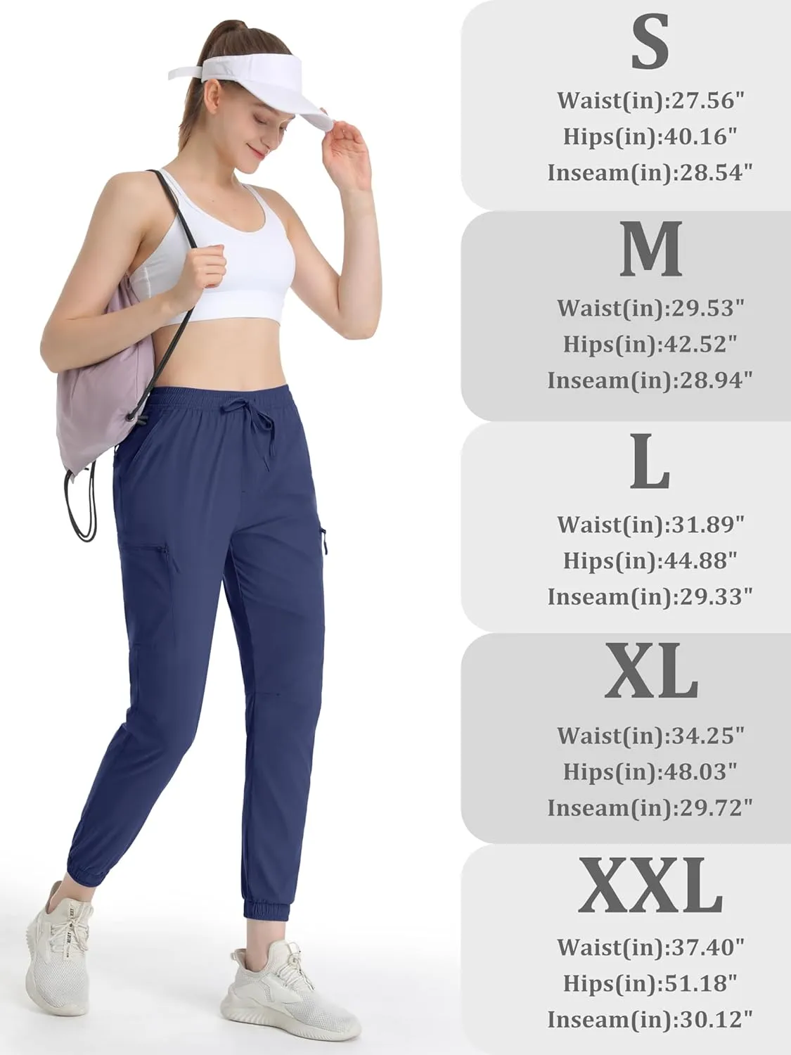 MAGCOMSEN Women's Hiking Cargo Pants Lightweight Quick Dry Water Resistant Jogger Zipper Pockets Outdoor Athletic Casual