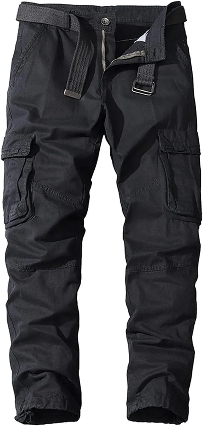 Maiyifu-GJ Men's Cargo Pants with Multi-Pockets Casual Cotton Hiking Pants Sweatpants Straight Leg Athletic Jogger Trousers