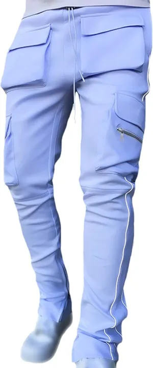 Maiyifu-GJ Men's Multi-Pockets Cargo Joggers Pants Fashion Casual Stretch Drawstring Sweatpants Athletic Hiking Trousers