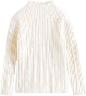 marc & janie Girls Micro Pleated Lace Half High Neck Bottom Shirt Slim Long Sleeve Peplum Soft Shirts Tops 241678