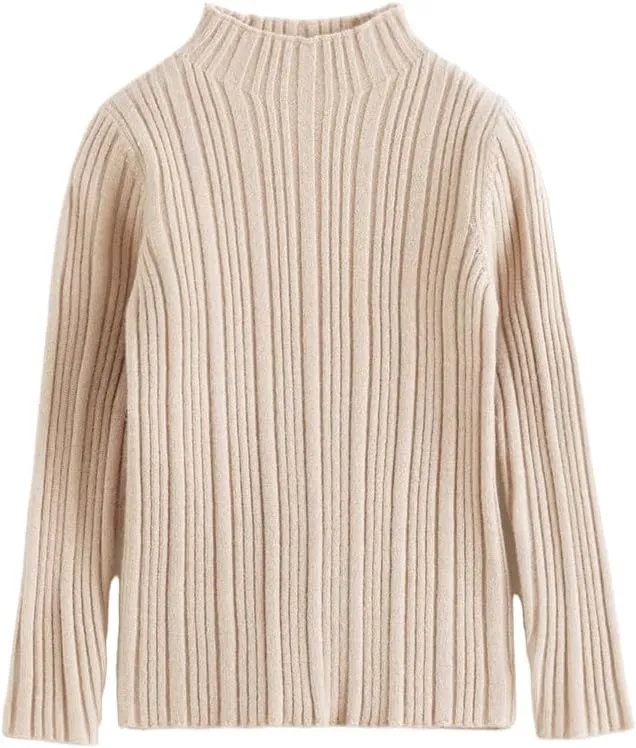 marc & janie Girls Micro Pleated Lace Half High Neck Bottom Shirt Slim Long Sleeve Peplum Soft Shirts Tops 241678