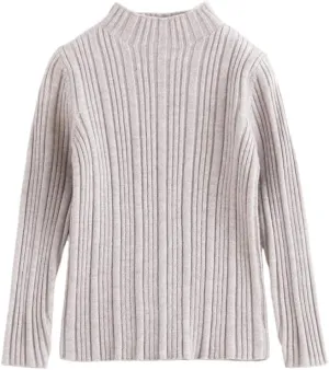 marc & janie Girls Micro Pleated Lace Half High Neck Bottom Shirt Slim Long Sleeve Peplum Soft Shirts Tops 241678