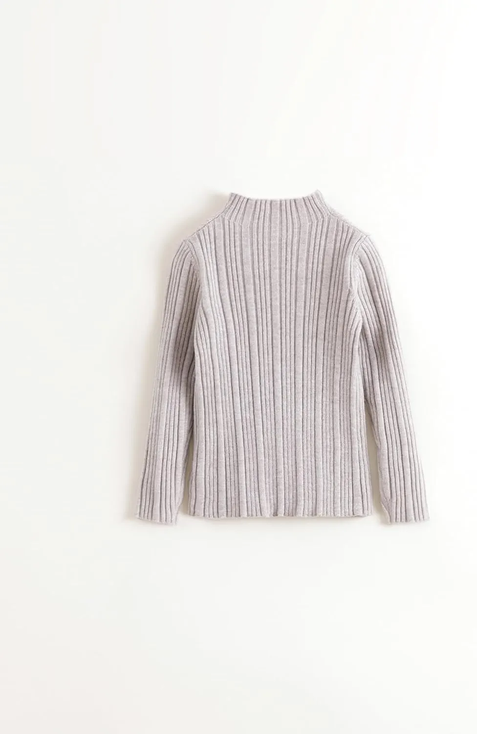 marc & janie Girls Micro Pleated Lace Half High Neck Bottom Shirt Slim Long Sleeve Peplum Soft Shirts Tops 241678