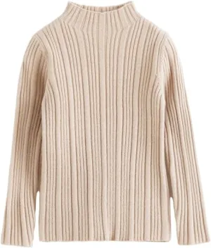 marc & janie Girls Micro Pleated Lace Half High Neck Bottom Shirt Slim Long Sleeve Peplum Soft Shirts Tops 241678