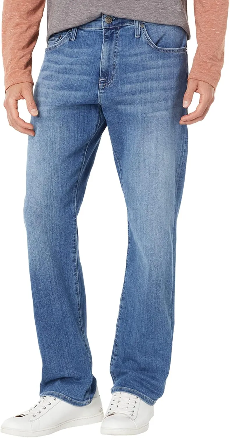 Mavi Matt Classic Men's Straight Leg Jeans, Mid-Rise Relaxed Fit Jeans for Men, Brushed Williamsburg, Medium Wash Blue Jeans, 30 x 32