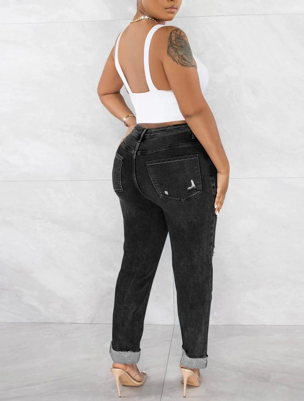 Melliflo Women's High Waisted Jeans Distressed Ripped Jeans Slim Fit Sexy Butt Lifting Skinny Stretch Jeans Denim Pants