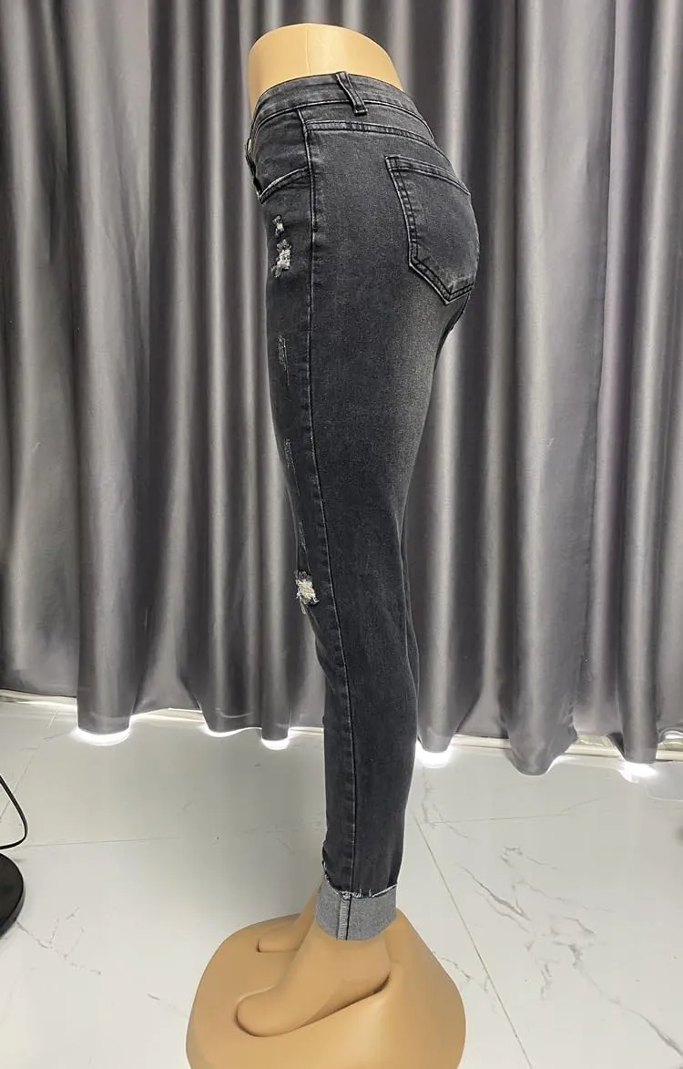 Melliflo Women's High Waisted Jeans Distressed Ripped Jeans Slim Fit Sexy Butt Lifting Skinny Stretch Jeans Denim Pants
