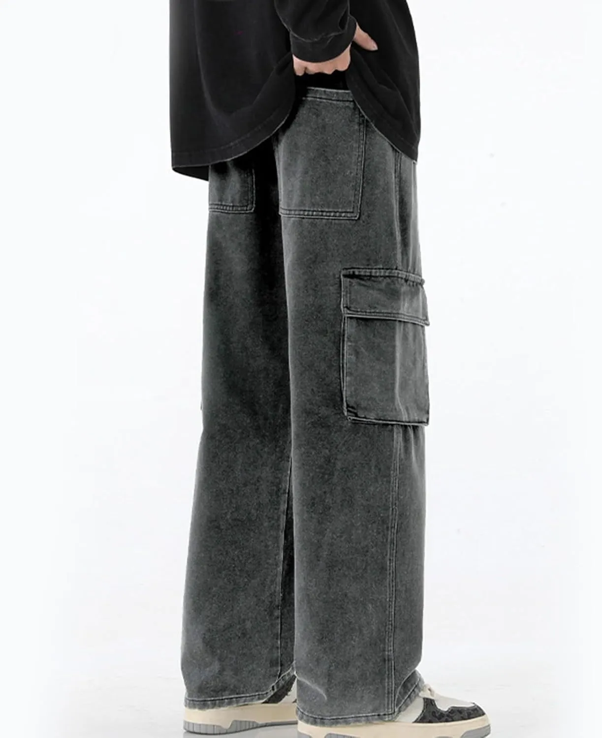 Men Drawstring Loose Fit Casual Combat Cargo Pants Cotton Outdoor Military Multi Pockets Work Pants