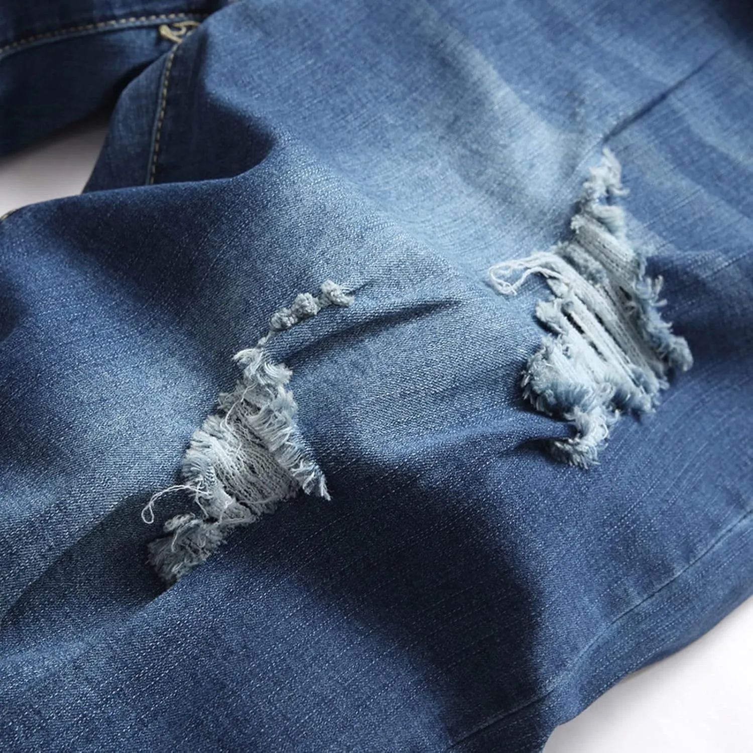 Men Shorts 5 Inch Casual Distressed Straight Fit Ripped Denim Shorts Summer Loose Cut-Off Jean Short with Pockets