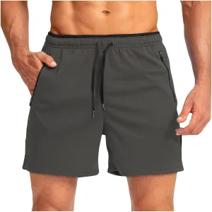 Mens 5" Running Shorts Quick Dry Athletic Workout Gym Shorts with Zipper Pockets Lightweight Active Sports Basketball