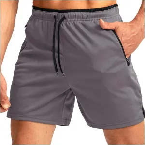 Mens 5" Running Shorts Quick Dry Athletic Workout Gym Shorts with Zipper Pockets Lightweight Active Sports Basketball