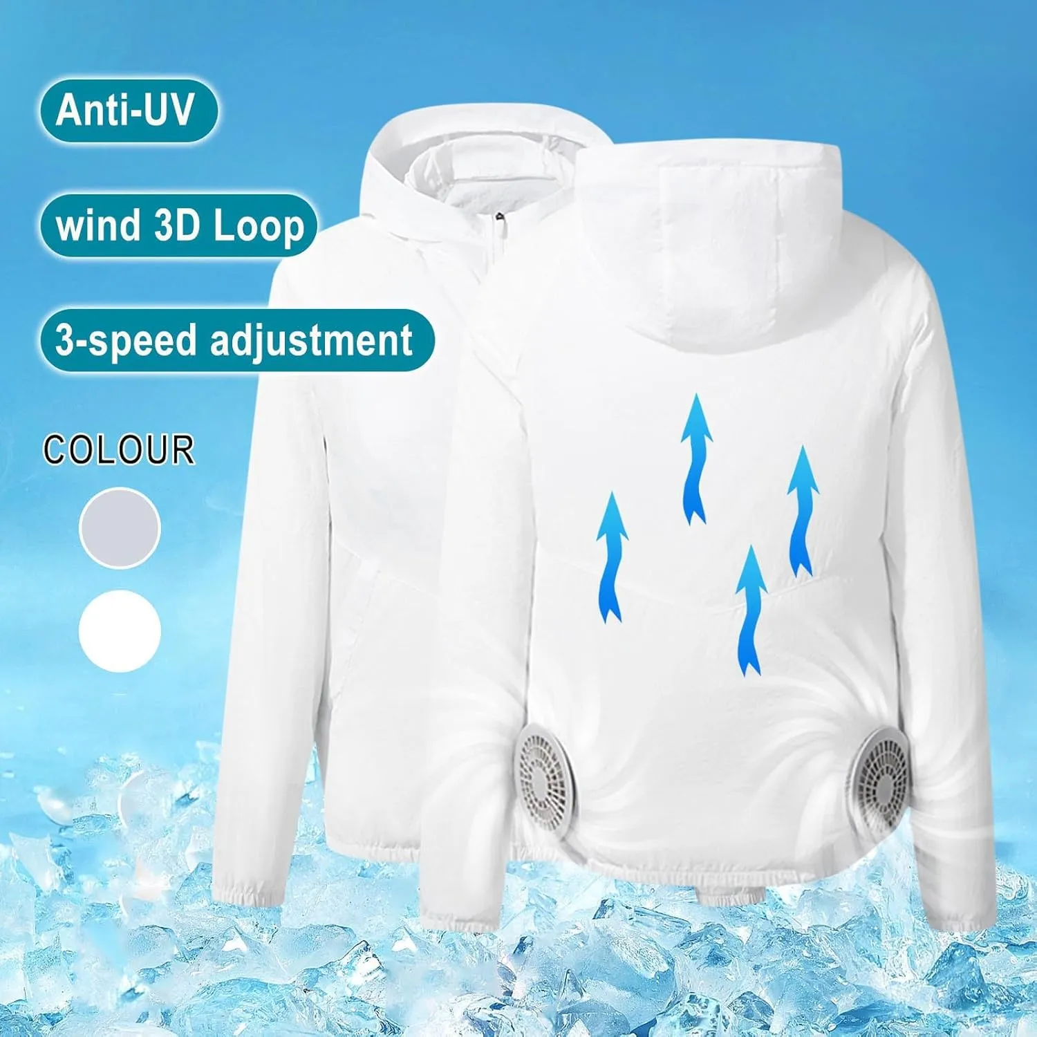 Men's Air Cooling Jacket USB Sun Protection Cooling Clothes With Fan Body Cold Apparel For Working Cycling Outdoor