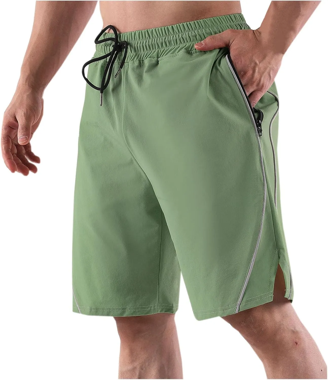 Mens Athletic Shorts Gym Workout Running Lightweight Elastic Waist Sports Short Elastic Drawstring Quick Dry Pants