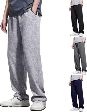 Mens Baggy Corduroy Pants Wide Leg Loose Fit Drawstring Soft Comfy Sweatpants Elastic Waist Open Bottom Casual Pants