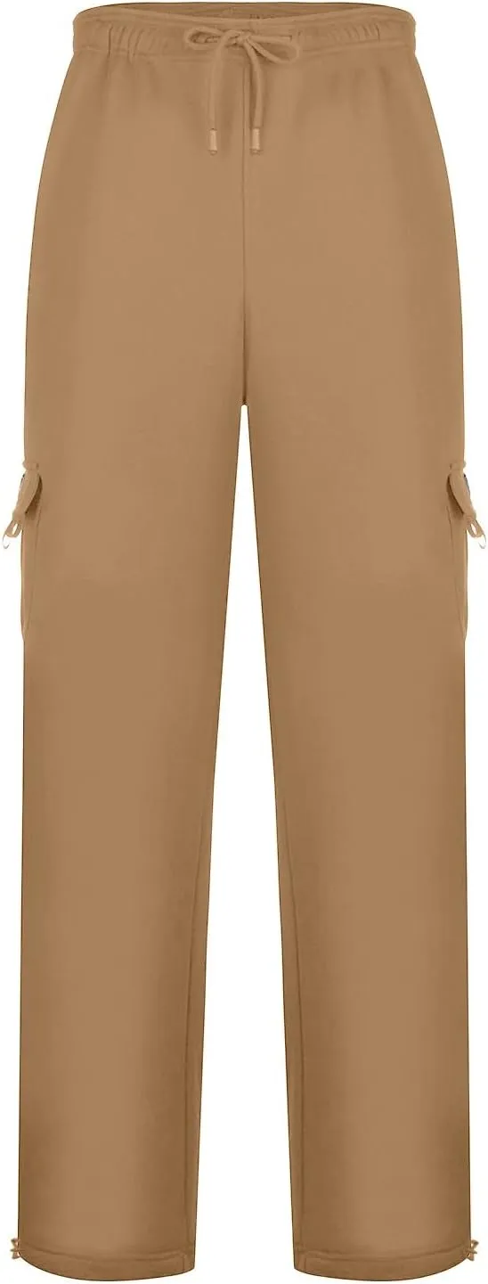Mens Baggy Sweatpants Drawstring Elastic Waist Cargo Sweat Pants Loose Fit Workout Gym Cargo Pants with Pockets
