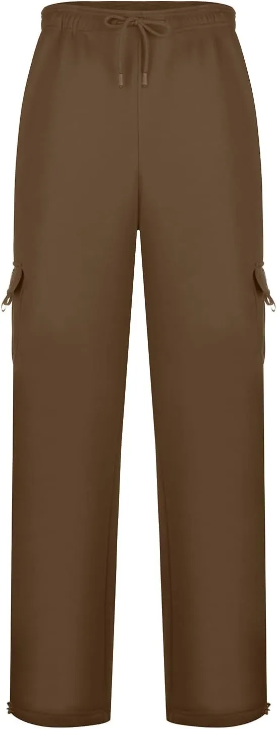 Mens Baggy Sweatpants Drawstring Elastic Waist Cargo Sweat Pants Loose Fit Workout Gym Cargo Pants with Pockets