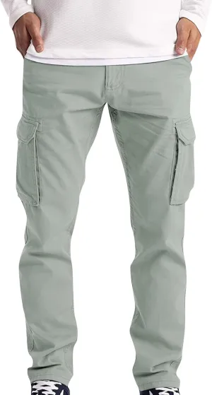Mens Cargo Pants Relaxed Fit Stretch Straight Leg Cargo Jeans Plus Size Lightweight Casual Hiking Pants with Pockets