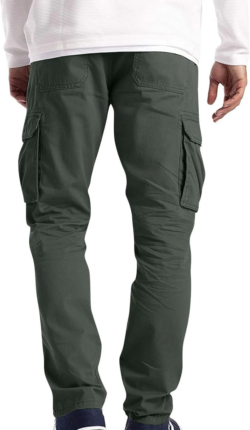 Mens Cargo Pants Relaxed Fit Stretch Straight Leg Cargo Jeans Plus Size Lightweight Casual Hiking Pants with Pockets
